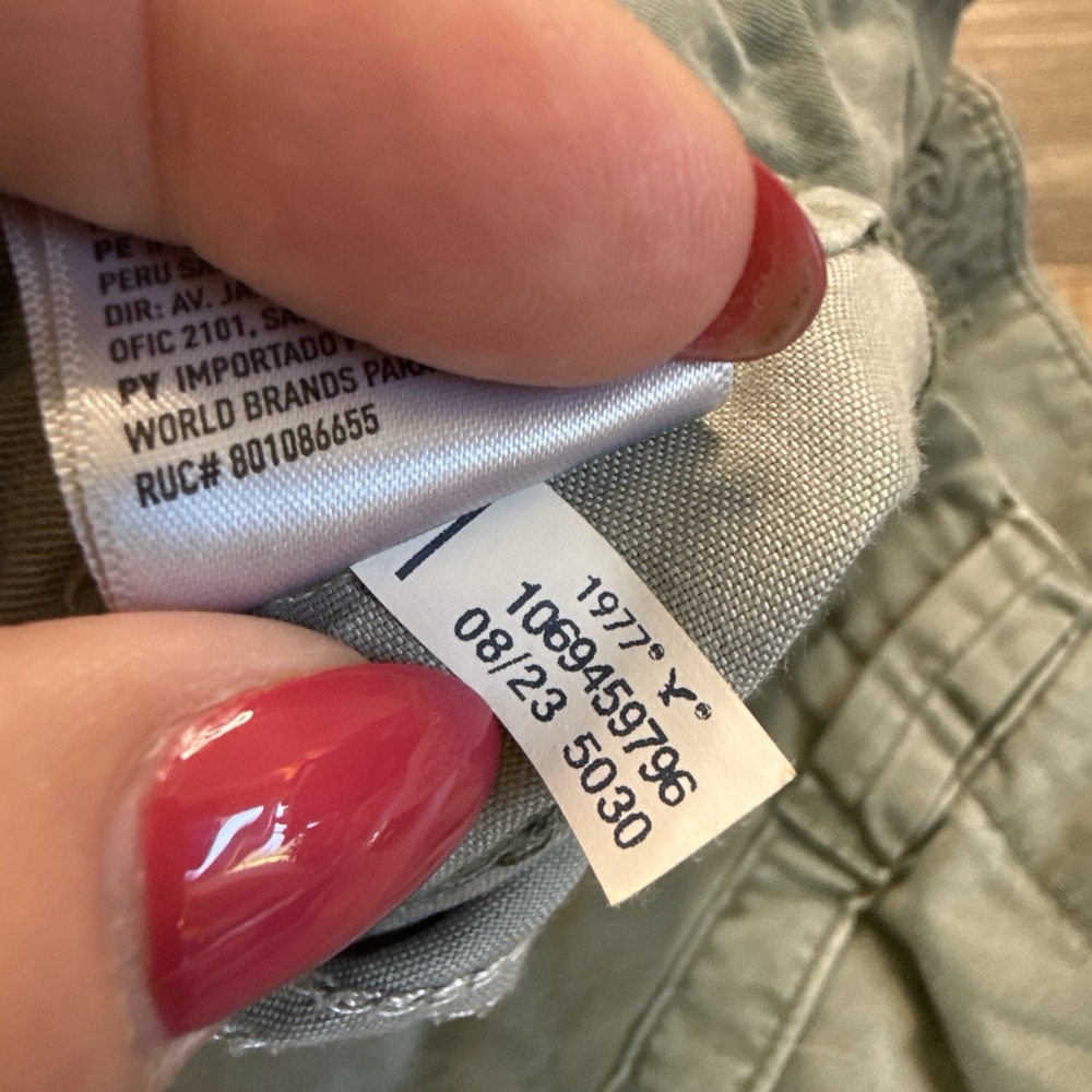 American Eagle Womens 10 Olive Stretch High Rise Baggy Wide Leg Cargo Pants - Picture 10 of 10
